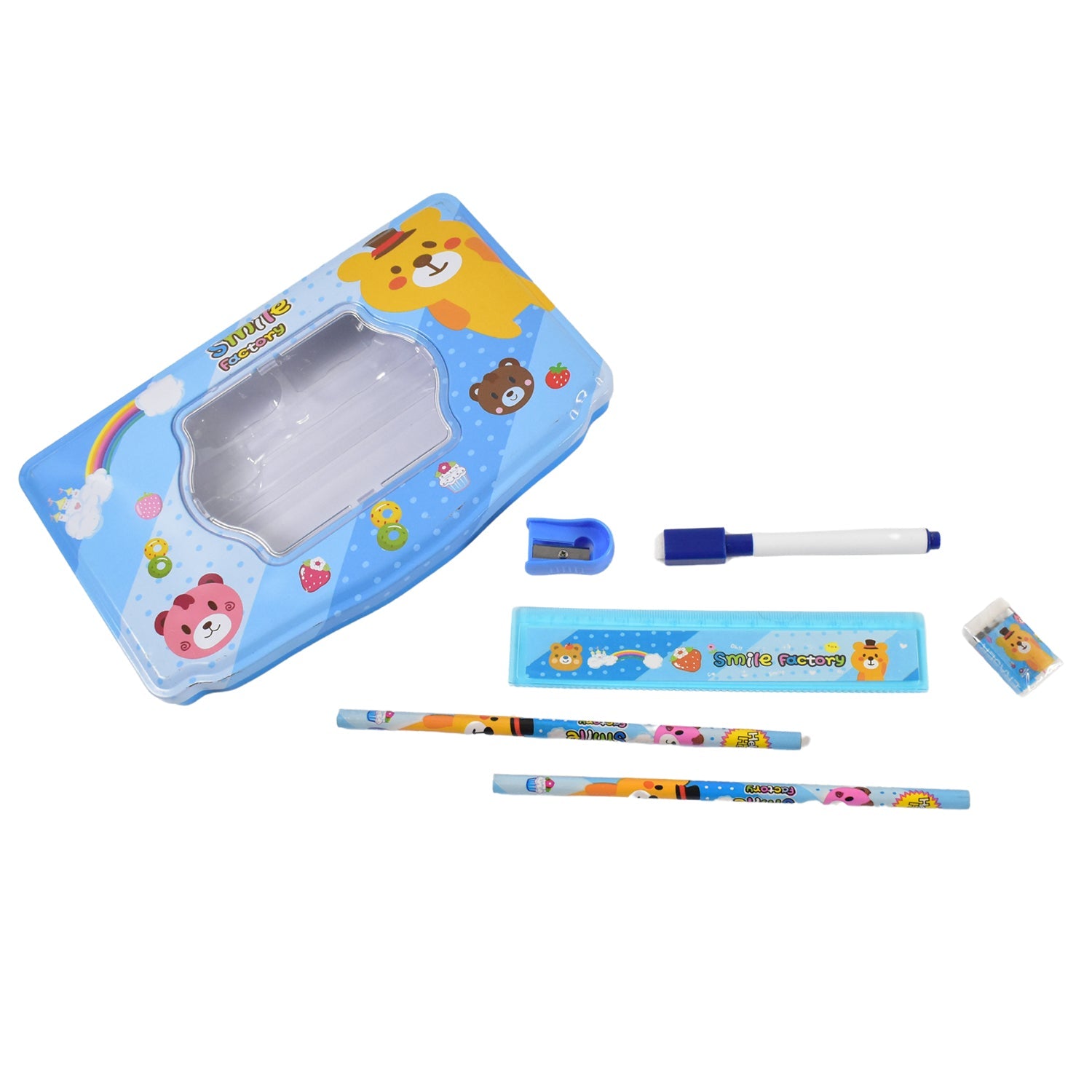 Cartoon Metal Compass Box for Kids with Stationery (6 Pc Set) Cartoon Metal Compass Box for Kids with Stationery (6 Pc Set)